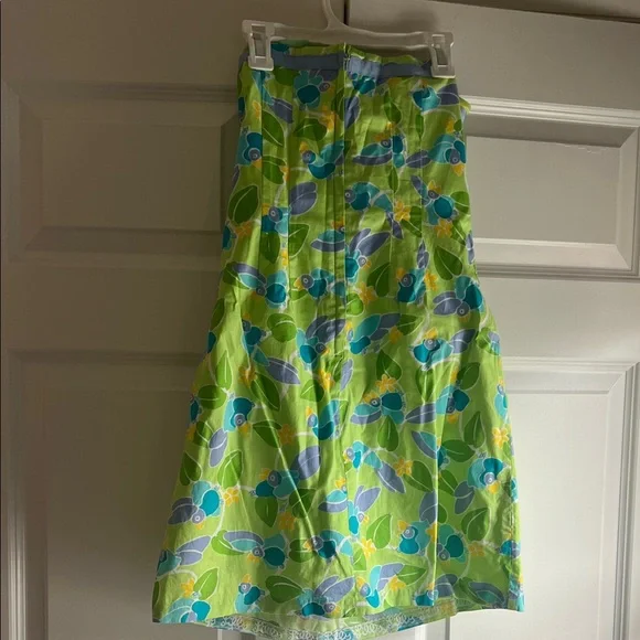 Lilly Pulitzer Strapless Floral Dress in Lime Green, Aqua & Lavender - Picture 6 of 6